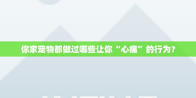 你家宠物都做过哪些让你“心痛”的行为？