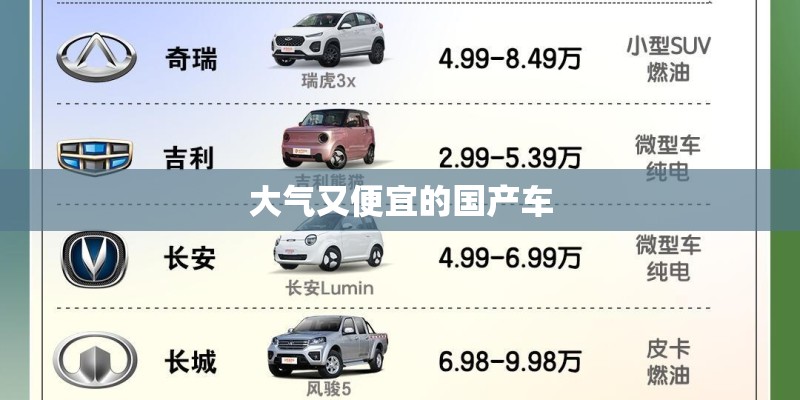 大气又便宜的国产车