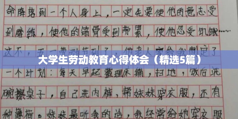 大学生劳动教育心得体会（精选5篇）