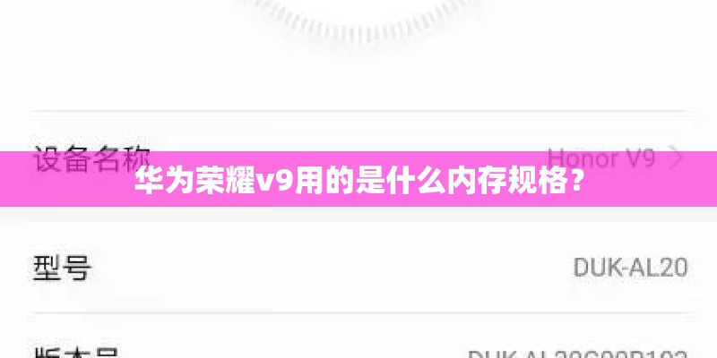 华为荣耀v9用的是什么内存规格？