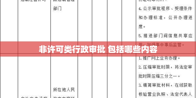 非许可类行政审批 包括哪些内容