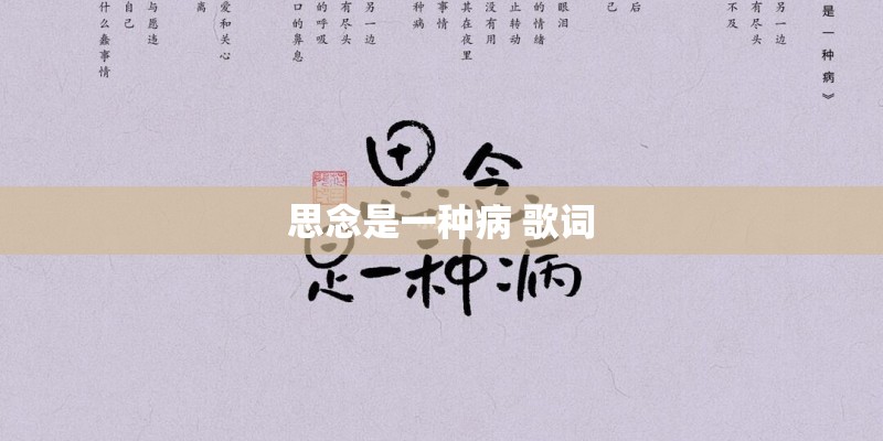 思念是一种病 歌词