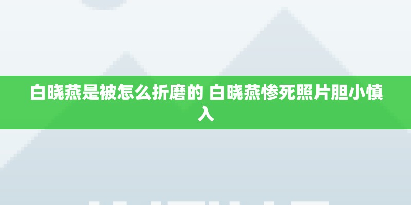 白晓燕是被怎么折磨的 白晓燕惨死照片胆小慎入