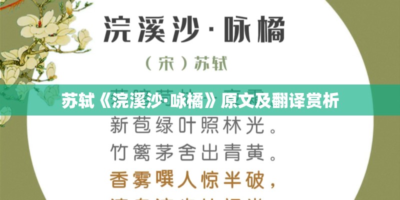 苏轼《浣溪沙·咏橘》原文及翻译赏析