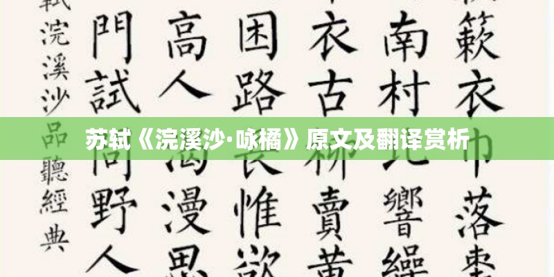 苏轼《浣溪沙·咏橘》原文及翻译赏析