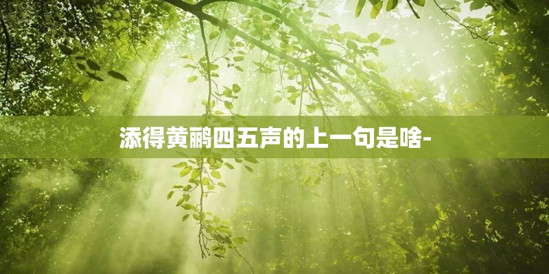 添得黄鹂四五声的上一句是啥-