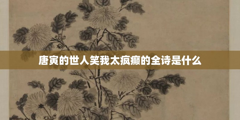 唐寅的世人笑我太疯癫的全诗是什么