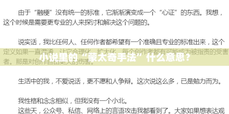 小说里的“蒙太奇手法”什么意思？