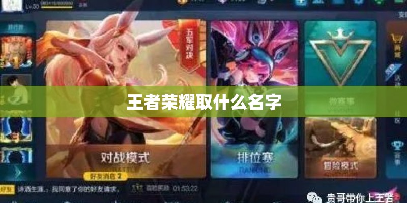王者荣耀取什么名字