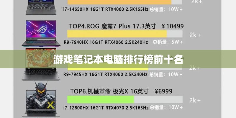 游戏笔记本电脑排行榜前十名