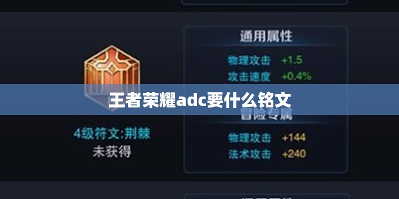 王者荣耀adc要什么铭文