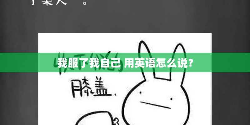 我服了我自己 用英语怎么说？