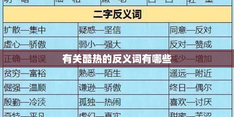 有关酷热的反义词有哪些