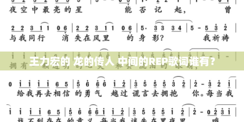 王力宏的 龙的传人 中间的REP歌词谁有？