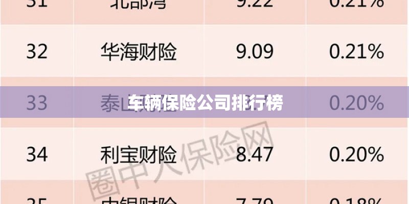 车辆保险公司排行榜