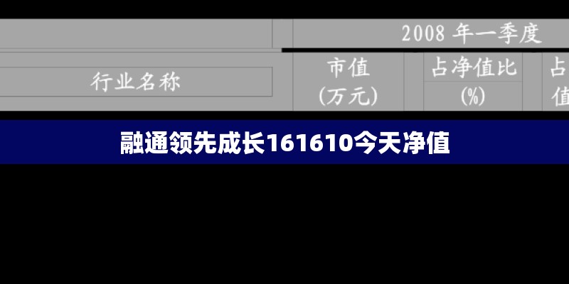 融通领先成长161610今天净值
