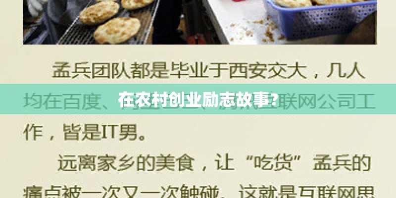 在农村创业励志故事？